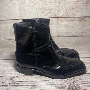 Florsheim Black Boots Leather Side Zip Elvis Beatle Retro Mens 9.5 D VTG